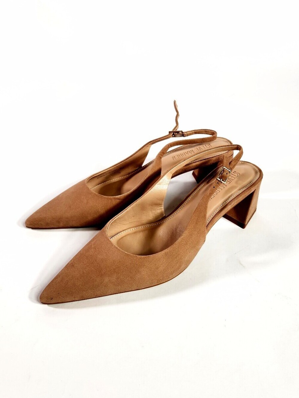 Steve Madden Women's Brown Suede Slingback Block Heel Pumps - Picture 2 of 6